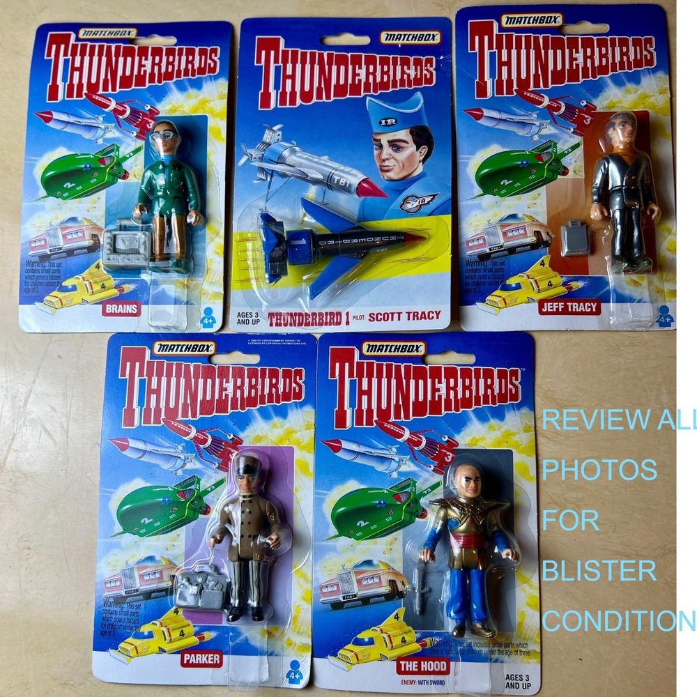 Vintage 1992 Matchbox Thunderbirds Figure Lot 5pc Scott Tracy Brains Parker Hood